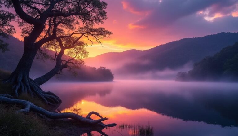 découvrez le pays des couchers de soleil enveloppé de brume, un lieu mystique où chaque soir offre un spectacle naturel fascinant et apaisant.